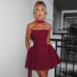 Mini Tube Top Dress With Back Zipper Design - maroon