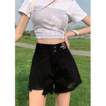 Versatile Casual High-Waisted Double-Button Denim Shorts