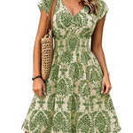 Vintage Damask Floral Mini Dress green