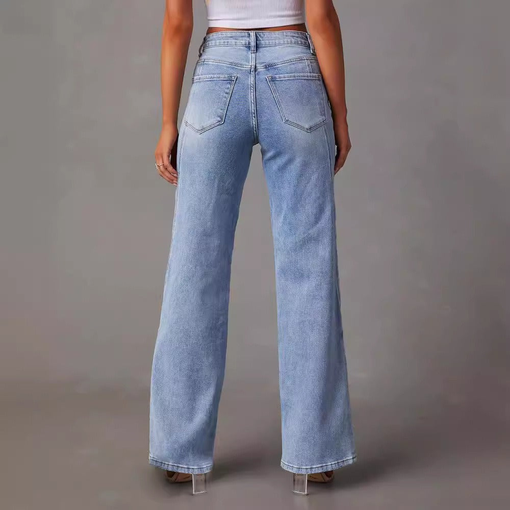 Loose patchwork wide leg jeans - runwayfashionista.com