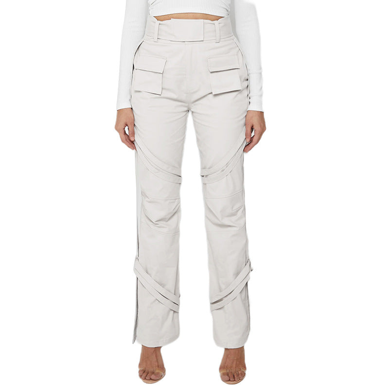 High Waist Design Se Casual Straight Trousers - runwayfashionista.com