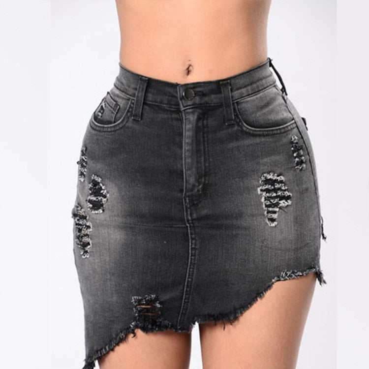 Ripped Tassel Package Hips Mini Skirts