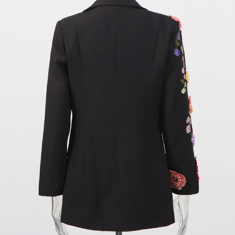 Elegant Three-dimensional Floral Embroidered Blazers
