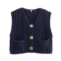 Sleeveless short knitted cardigan