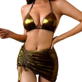 Metallic three piece bikini set