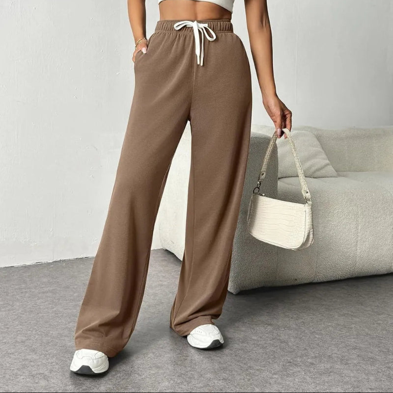 Drawstring Wide Leg Pants with Pockets -runwayfashionista.com