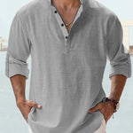 Casual Cotton Linen Shirt - grey