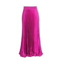 Glossy pleated long skirt