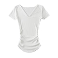 Half open solid color threaded short sleeved shirt
