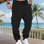 Fleece-lined Multi-pocket Cargo Pants - black