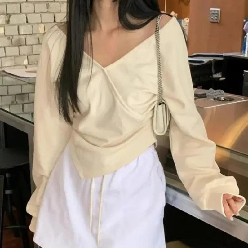 V-neck Off Shoulder Hoodie