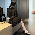 Sheer Queen: Half High Collar Chiffon Set