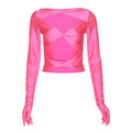 Leaky Round Neck Long Sleeve Slim T-Shirt - runwayfashionista.com