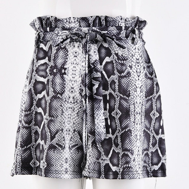 Plus Size Snake Print Shorts - runwayfashionista.com