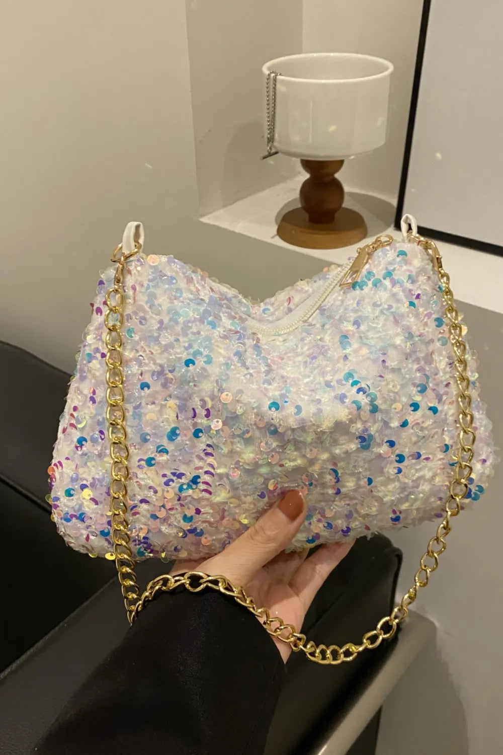 Sequin Removable Strap Shoulder Bag - Stylish & Versatile - runwayfashionista.com