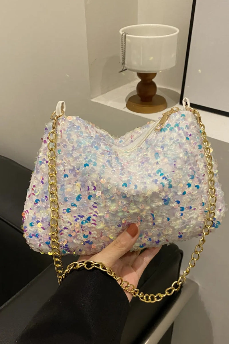 Sequin Removable Strap Shoulder Bag - Stylish & Versatile - runwayfashionista.com