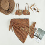 Three-Piece Floral Bikini & Beach Skirt Set