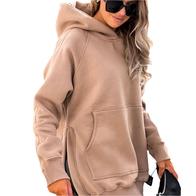 Pocket Style Slit Pullover Hoodie