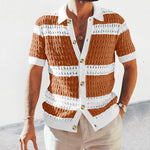 Men's Polo Neck Short Sleeve Shirts - brown