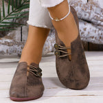 Ins Square Toe Slip-on Flats - brown