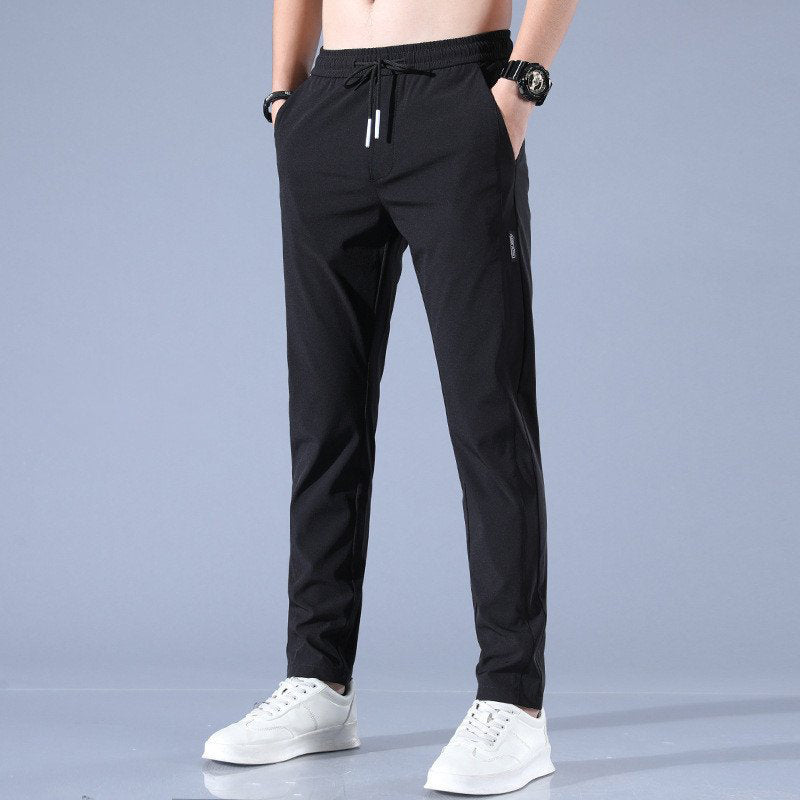 Minimalist High-Waist Ice Silk Loose Pants