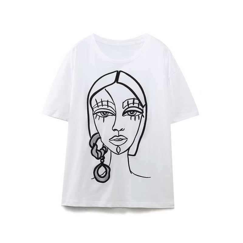 Women Corded Face Cotton White T Shirt - runwayfashionista.com