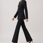 Knot Detail Blazer and Trouser Suit - black 