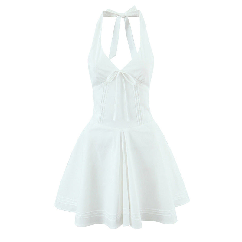 Deep V-neck Chic Back strap Mini Dress