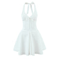 Deep V-neck Chic Back strap Mini Dress