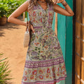 Printed Tie Neck Sleeveless Dress - runwayfashionista.com