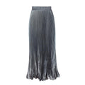 Glossy pleated long skirt
