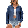 Button up long sleeve denim jacket - runwayfashionista.com