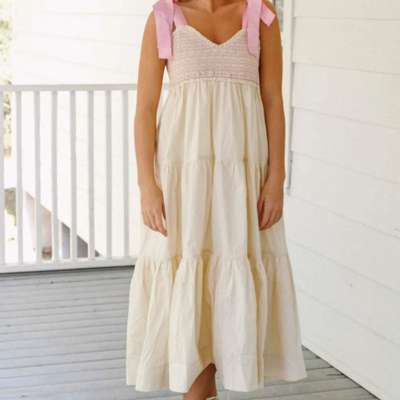 Tiered Tie Shoulder  Dress - runwayfashionista.com