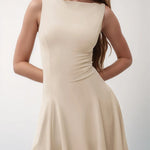 High-Low Round Neck Sleeveless Mini Dress