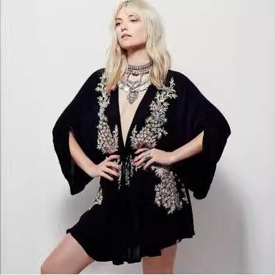 Bohemian V-neck Embroidered Dress