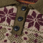 Forest Green Jacquard Turn-down Collar Sweater