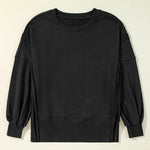Round Neck Long Sleeve Sweatshirt - runwayfashionista.com