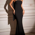 Elegant Strapless Ribbon-Trimmed Evening Gown - back