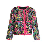 Tied Printed Long Sleeve Jacket - runwayfashionista.com