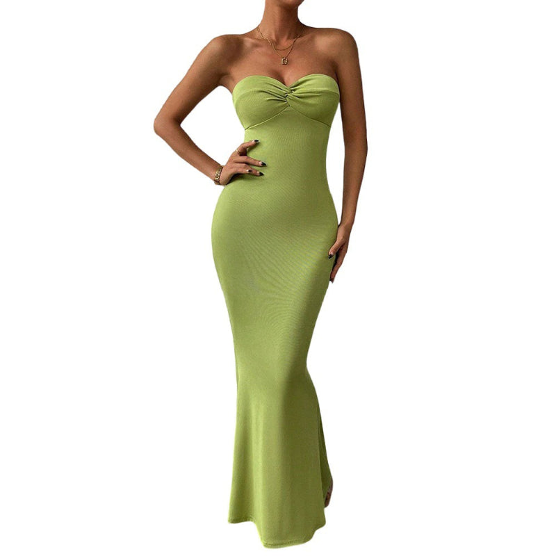 Green Strapless Backless Maxi Dress - Sexy Slim Fit for Summer - runwayfashionista.com