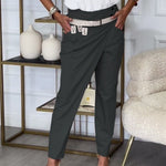 Effortless Elegance: The Casual Irregular Fit Slimming Pants - dark grey