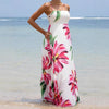 Bohemian Print Large Flower Pocket Maxi Dress