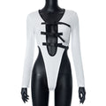 Button Decoration Bodysuit - runwayfashionista.com