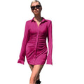 Ruched Long Sleeve Slim Mini Dress