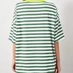 Casual Striped Quarter Sleeve T - Shirt - runwayfashionista.com