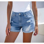 Straight-Leg Casual Denim Shorts