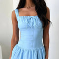 Decorative Button Square Neck Cami Dress - runwayfashionista.com