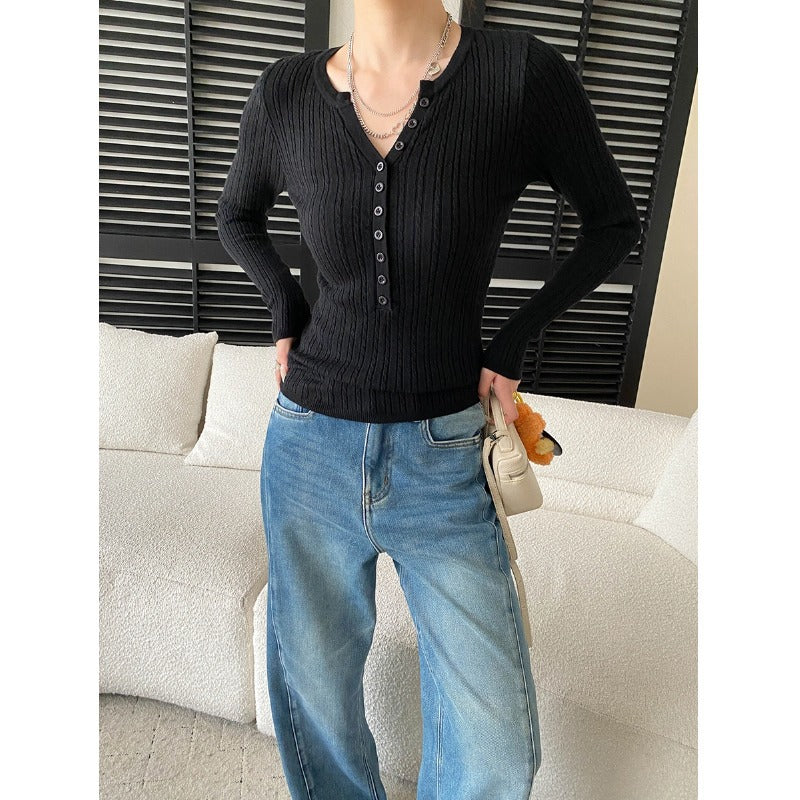 Henley V-Neck Knit: Sharp Commuter Edge
