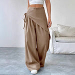 Casual Wide-leg Straight Pants - khaki