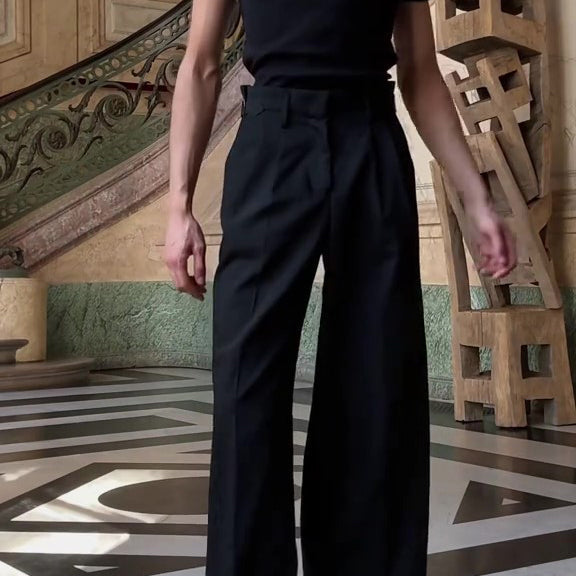 High-waisted Casual Wide-leg Pants